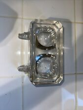 ANTIQUE Vintage DESKTOP Clear Glass DOUBLE INKWELL with FOUNTAIN PEN HOLDER-Chip picture