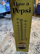 Vintage 1961 Original PEPSI COLA Thermometer Bottle Cap Sign RARE picture