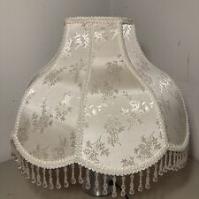 Victorian Style Ivory Lamp Shade Beaded Fringe 11” Tall 17” Wide picture