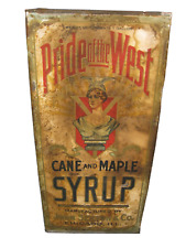 Rare Antique Pride of The West Cane & Maple Syrup 1 Gallon Can  picture