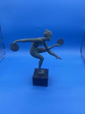 **RARE**Art Deco Sculpture Disc Dancer By Derenne , A Leverrier Edition Bronze. picture