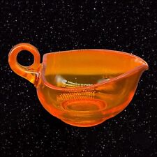 Vintage Art Glass Tangerine Orange Creamer Pitcher 3”T 5.5”W picture