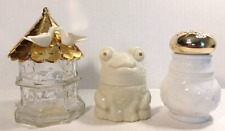 3  Vintage Avon Decorative Collectible Perfume Cologne Powder Bottles Frog Doves picture