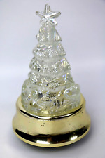 Vintage Jobar Revolving Glass Christmas Tree Lighted Musical 1987 Tested Works picture