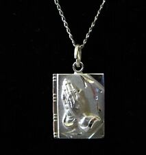 Vtg Theda Sterling Silver GOD ANSWERS PRAYER Bible Religious Necklace Pendent picture