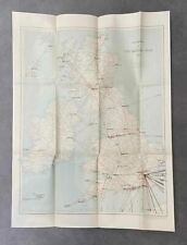 AIR SERVICES OF THE BRITISH ISLES 1938 LARGE VINTAGE AVIATION AIRLINE ROUTE MAP picture