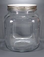 Vintage Glass Storage Jar Metal Screw On Lid Anchor Hocking picture