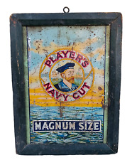 Vintage Old Antique Players Navy Cut Cigarette Litho Tin Sign Board Wooden Frame picture