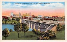 Colorado River Bridge Skyline Austin TX Texas State Capitol Vtg Postcard C43 picture