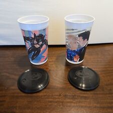 McDonald's, 1992 Batman Returns Plastic Cups (32oz) Set of 2 W/ Lids picture