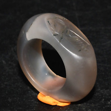 Genuine Ancient Sassanian Sassanid Agate Stone Ring with Engraved Bezel picture