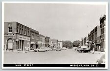 Wabash MN First State Bank~Western Auto~Nice 1950s Cars~Drinking Fountain~RPPC picture