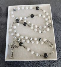 Large One Of A Kind Hand Crafted Rosary Made With Natural Howlite  picture
