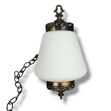 Vintage Virden Lighting Pendant Swag Lamp Mid Century Hanging Light Frosted picture