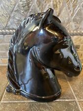 Vintage Abingdon Pottery Horse Head Bookend Black picture