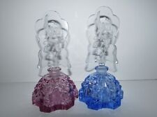 Beautiful Pair of Vintage Czech Perfume Bottles with Intaglio Cut Stoppers 892 picture