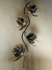 Vintage Hollywood Regency Black Glass Lotus Flower Floor Lamp used  picture