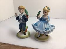 Lefton China Porcelain Hand-Painted Boy & Girl with Parrot Japan KW 5340 picture