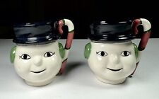 Two Vintage 1972 Snowman Figural Mugs Ceramic Hand Painted / Crafted Exc Vtg Cd picture