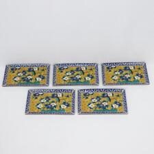 Kutani Ware Square Plate 5 Pieces Blue Flower And Bird Daiichi Toki from Japan picture