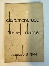 Claremont NH 1944 USO Formal Dance Card WWII War Time Collectible Ephemera picture