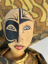 INDONESIAN Javanese Doll Carved Wood Batik + Box Handmade Bonika 6063 picture