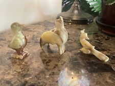 Marble Stone Carved Figurines Lot of 3 (dove, peacock and duck) picture