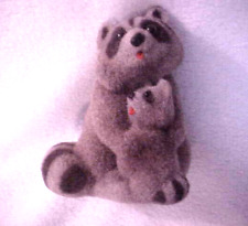 Vintage Flocked Raccoon Mama and Baby Bank - Made in Hong Kong picture