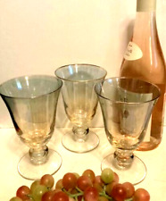 Vtg Handmade Ombre Blue Stemmed Wine Glasses Set of 3 Cocktail 6oz Made in Italy picture