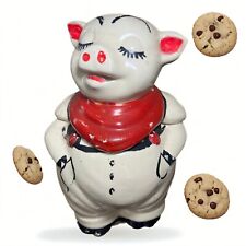 Rare Vintage 1940’s Shawnee SMILING PIG Overalls Early Cookie Jar Collectible picture