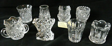 8 Vintage Clear Glass Toothpick Holders, 1 EAPG McKee Brothers Sunbeam Pattern picture