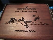 VTG Schrade 1998/99 Federal Duck Stamp Commemorative Knife #0032 BOX AND PAPERS picture