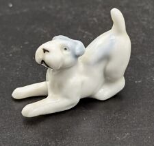 Porcelain Miniature Dog Figurine Hand Painted In Japan Terrier Vtg picture