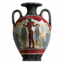 Ancient Greek Minoan Amphora Fisherman Handmade Ceramic Pottery Vase Large picture