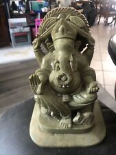VTG Ganesh / Lord Ganesha Elephant God Hand Carved Green soapstone statue 6.75” picture