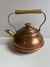 Vintage Copper Plated Tea Kettle Wood Handle and Knob on Lid picture