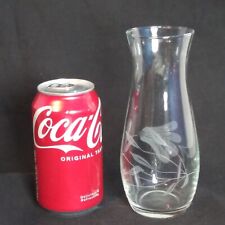 Vtg Cameo Crystal Vase Hand Cut Etched Glass Tulip Flower Vine From Turkey EUC picture