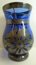 VINTAGE BLUE GLASS ITALIAN VASE STICKER TO BASE picture
