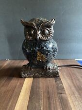 Tiffany Style Mosaic Stained Crackle Glass Owl Table Lamp Nightlight 6.5 Inch  picture