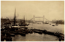 Francis Frith, England, London, Victorian Barge and Tower Bridge Vintage Albumen picture
