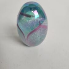 Vintage Egg Shaped Hand Blown Art Glass Paperweight Swirl Galaxy Looking Unique picture