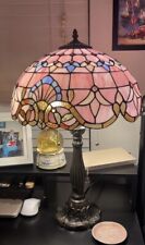 24” Tiffany style Stained Glass Classy Pink Victorian Accent Table Lamp picture