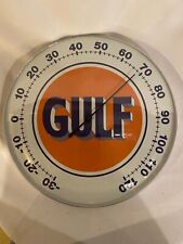 GULF Classic Gas and OIL Vintage style Round Thermometer 12