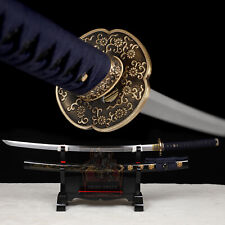 Clay Temperped T10 Steel Japanese Samurai Sword Katana Brass Tsuba Razor Sharp picture