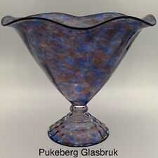 Pukeberg Glassworks Art Glass Pedestal Compote circa 1925 Made in Sweden 8.75