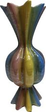RARE Vintage Sicas Sesto Rainbow Multicolored Lustre Glaze Vase 1950’s Art Decor picture