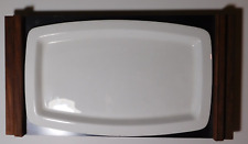 VTG Cutco 1144 Combo Server White Sushi Sizzle Plate & Teak Wood Metal Tray picture