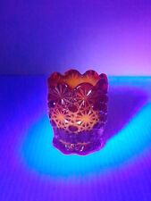 Vintage LE Smith Amberina Daisy & Button Toothpick Holder Cadmium Glass 2.5