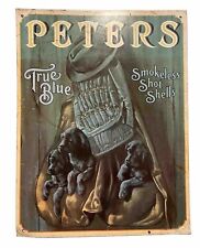 1970s PETERS Smokeless Shotgun Shells Metal Tin Sign Vintage picture