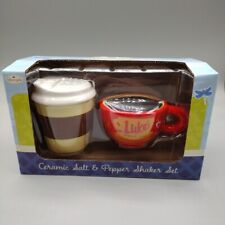 Gilmore Girls Latte Mug Ceramic Salt And Pepper Shaker Set “Luke’s” NEW Sealed picture